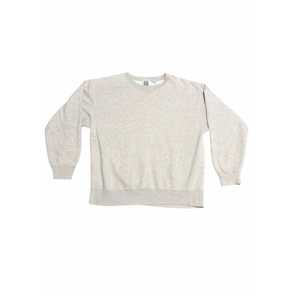 Vintage Gap Sweatshirt Large Heather Gray Made In USA 90s Cotton Blend Over Siz